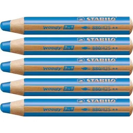 (880/425) STABILO LÁPICES DE COLORES WOODY 3 EN 1 AZUL ESTUCHE 5 UD