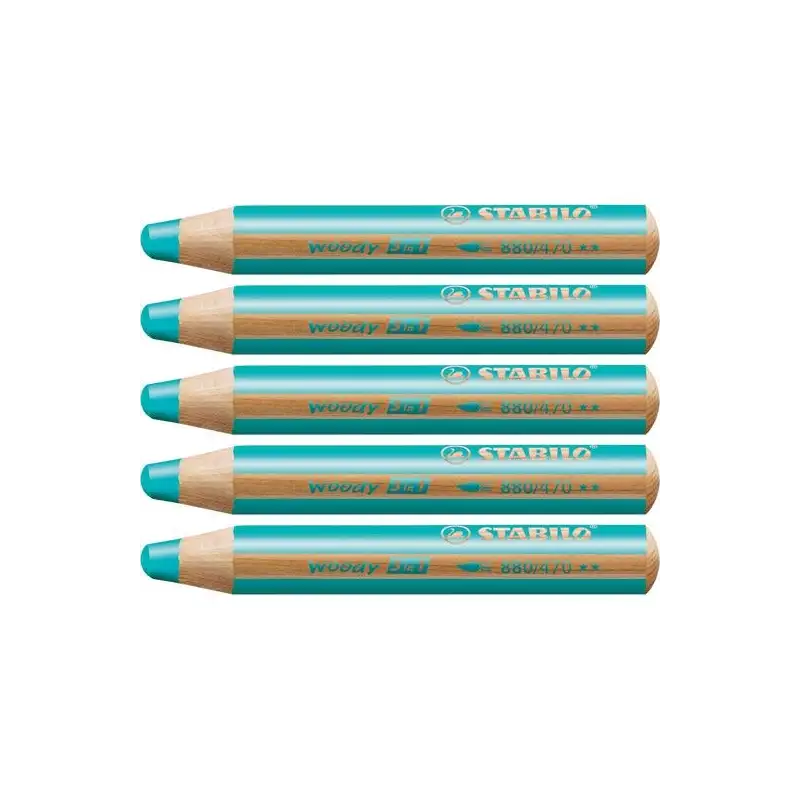 (880/470) STABILO LÁPICES DE COLORES WOODY 3 EN 1 TURQUESA ESTUCHE 5 UD
