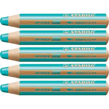 (880/470) STABILO LÁPICES DE COLORES WOODY 3 EN 1 TURQUESA ESTUCHE 5 UD