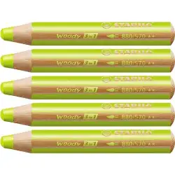 (880/570) STABILO LÁPICES DE COLORES WOODY 3 EN 1 VERDE HOJA ESTUCHE 5 UD