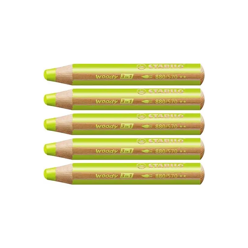 (880/570) STABILO LÁPICES DE COLORES WOODY 3 EN 1 VERDE HOJA ESTUCHE 5 UD