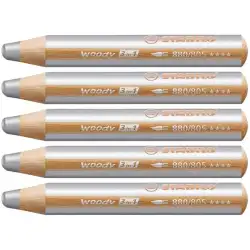 (880/805) STABILO LÁPICES DE COLORES WOODY 3 EN 1 PLATA ESTUCHE 5 UD