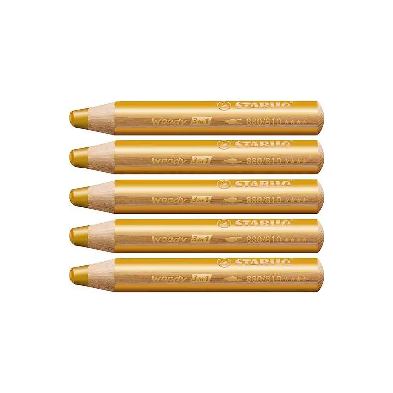 (880/810) STABILO LÁPICES DE COLORES WOODY 3 EN 1 ORO ESTUCHE 5 UD