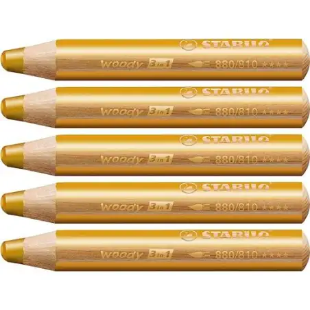 (880/810) STABILO LÁPICES DE COLORES WOODY 3 EN 1 ORO ESTUCHE 5 UD