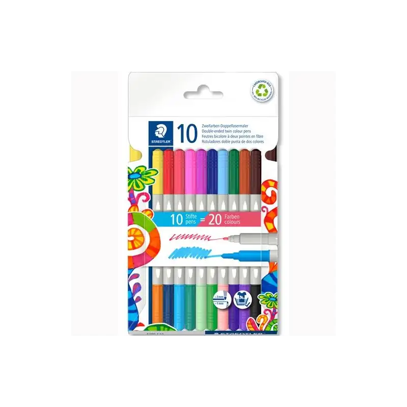 (3280 C10) STAEDTLER ROTULADORES NORIS 3280 DOBLE PUNTA C/SURTIDOS ESTUCHE 10 UD