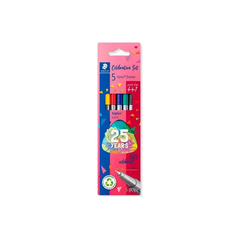 (334 BK5 TA) STAEDTLER ESTUCHE 4+1 ROTULADORES TRIPLUS FINELINER 334 PUNTA SUPERFINA C/SURTIDOS