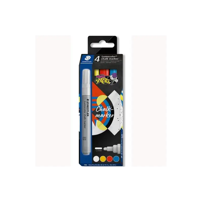(344 C4) STAEDTLER MARCADOR DE TIZA LÍQUIDA LUMOCOLOR 344 C/SURTIDOS ESTUCHE 4 UD