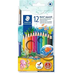 (144 10NC12) STAEDTLER LÁPICES DE COLORES NORIS AQUARELL + PINCEL SURTIDOS EN ESTUCHE 12 UD