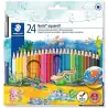 (144 10NC24) STAEDTLER LÁPICES DE COLORES NORIS AQUARELL + PINCEL SURTIDOS  EN ESTUCHE 24 UD