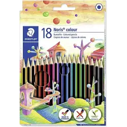 (185 C18) STAEDTLER LÁPICES DE COLORES NORIS COLOUR WOPEX ECOLÓGICO SURTIDOS ESTUCHE 18 UD