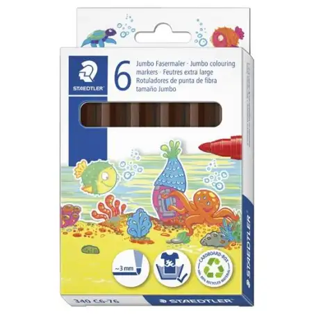 (340 C6-76) STAEDTLER ROTULADOR NORIS CLUB GRUESO MARRÓN ESTUCHE 6 UD