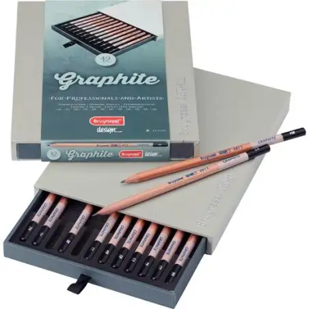 (8815H12) TALENS BRUYNZEEL LÁPICES GRAPHITE DESIGN 2H A 9B ESTUCHE DE LUJO DE 12