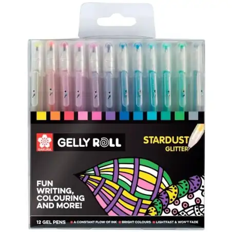 (POXPGBSTA12) TALENS SAKURA BOLÍGRAFOS DE GEL STARDUST GLITTER ESTUCHE DE 12 C/SURTIDOS