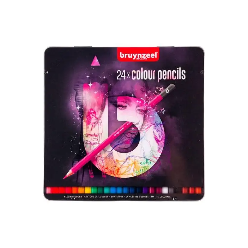 (60212124) TALENS BRUYNZEEL LÁPICES DE COLORES SURTIDO CLARO ESTUCHE METÁLICO 24 UD