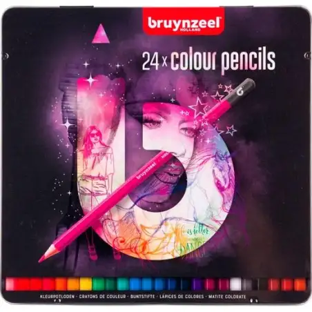 (60212124) TALENS BRUYNZEEL LÁPICES DE COLORES SURTIDO CLARO ESTUCHE METÁLICO 24 UD