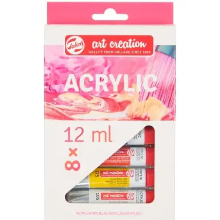 (9021708M) TALENS ART CREATION SET ACRÍLICO TUBO 12ML COLORES SURTIDOS ESTUCHE 8 UD