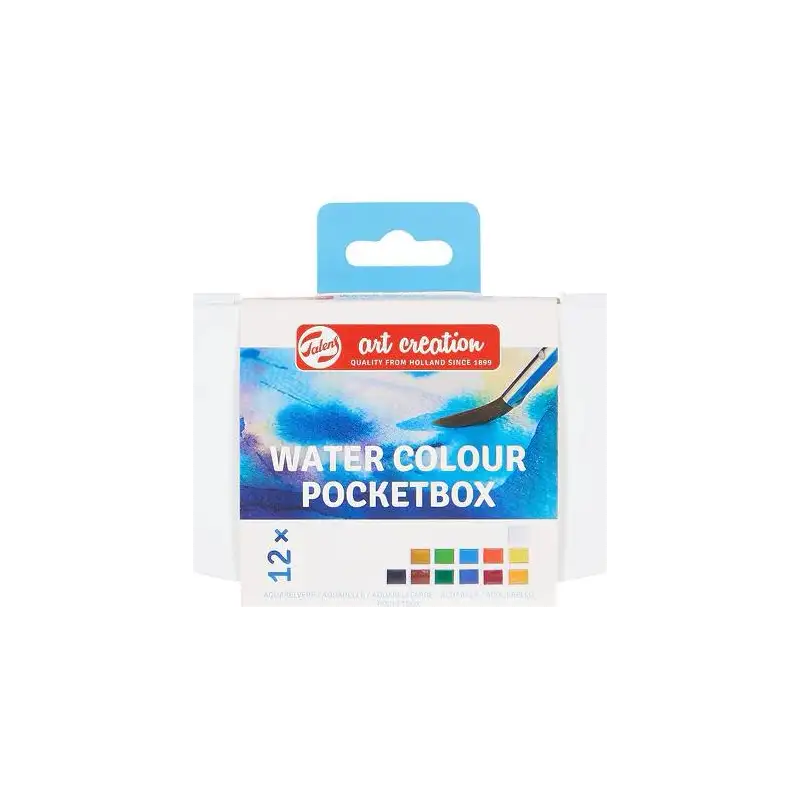(9022112M) TALENS ART CREATION ACUARELAS POCKET BOX PASTILLAS C/SURTIDOS ESTUCHE 12 UD