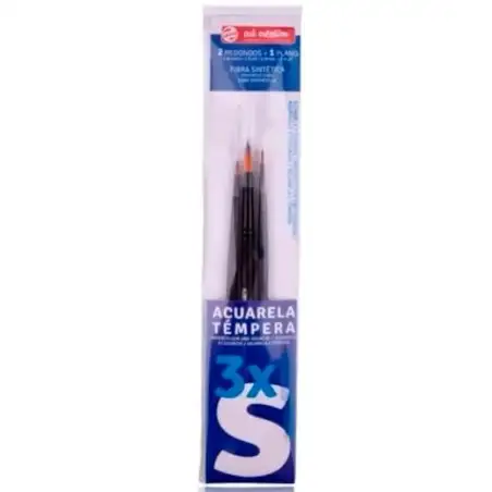 (9099161M) TALENS ART CREATION SET 3 PINCELES S (1 REDONDO - 1 PLANO - 1 LENGUA DE GATO) ACUARELA/TÉMPERA