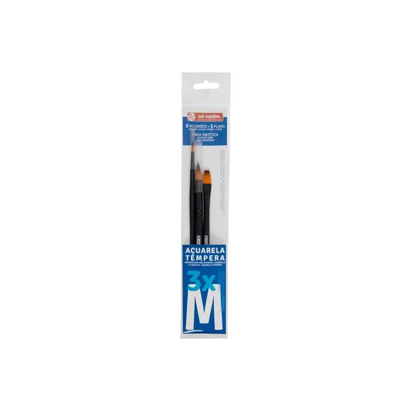 (9099162M) TALENS ART CREATION SET 3 PINCELES M (1 REDONDO - 1 PLANO - 1 LENGUA DE GATO) ACUARELA/TÉMPERA