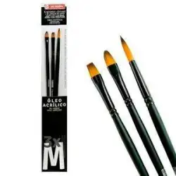 (9099262M) TALENS ART CREATION PINCELES ÓLEO Y ACRÍLICO FIBRA SINTÉTICA M SET 3 UD