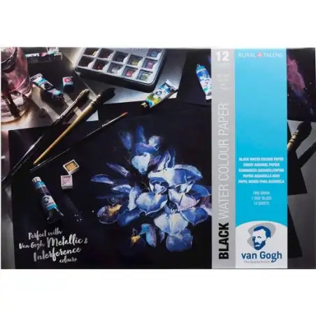 (94170001) TALENS VAN GOGH BLOC DE PAPEL 12 HOJAS 360GR PARA ACUARELA A3 NEGRO