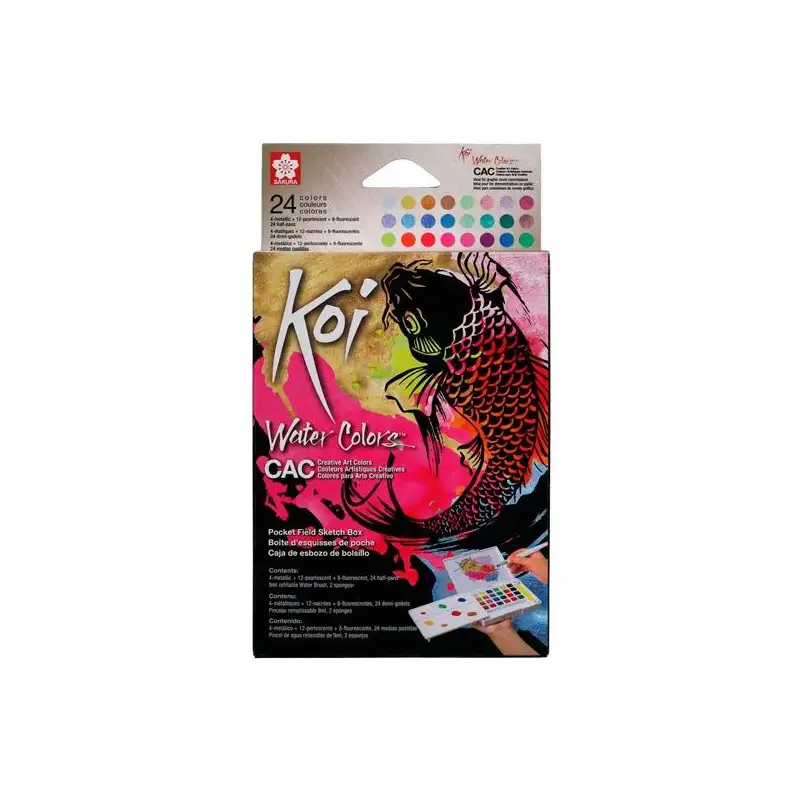 (XNCW24MPN) TALENS SAKURA KOI ACUARELAS WATER COLORS SKETCH BOX 24 CREATIVE ART COLORES METÁLICOS SURTIDOS