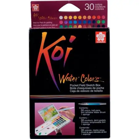(XNCW30N) TALENS SAKURA KOI ACUARELAS WATER COLORS SKETCH BOX DE 30 C/SURTIDOS