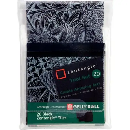 (Z20TBGB) TALENS SAKURA ZENTANGLE TOOL SET 20 TARJETAS 89X89MM NEGRO