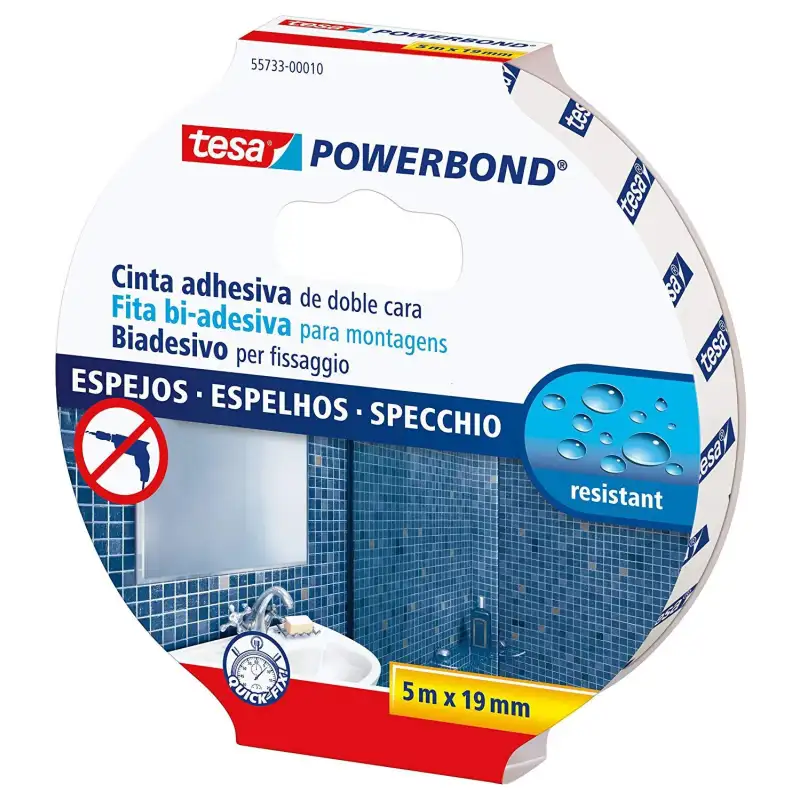 (55733-00018-04) TESA CINTA ADHESIVA DE MONTAJE DOBLE CARA POWERBOND 19MM X 5M ESPEJOS