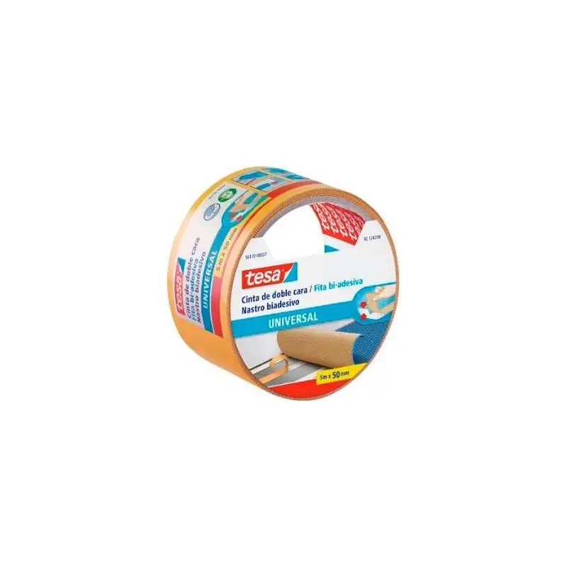 (56172-00005-12) TESA CINTA ADHESIVA DOBLE CARA UNIVERSAL PERMANENTE 50MM X 25M PARA MOQUETAS