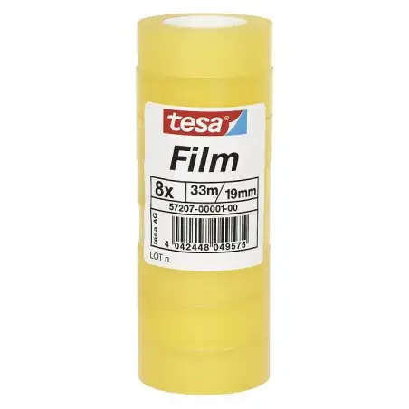 (57207-00001-02) TESA FILM CINTA ADHESIVA TRANSPARENTE STANDARD SHRINK TOWER ROLLO 19MM X 33M TORRE 8 UD