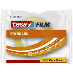 (57381-00001-02) TESA FILM CINTA ADHESIVA TRANSPARENTE STANDARD ROLLO 15MM X 33M EN BOLSITA