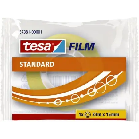 (57381-00001-02) TESA FILM CINTA ADHESIVA TRANSPARENTE STANDARD ROLLO 15MM X 33M EN BOLSITA