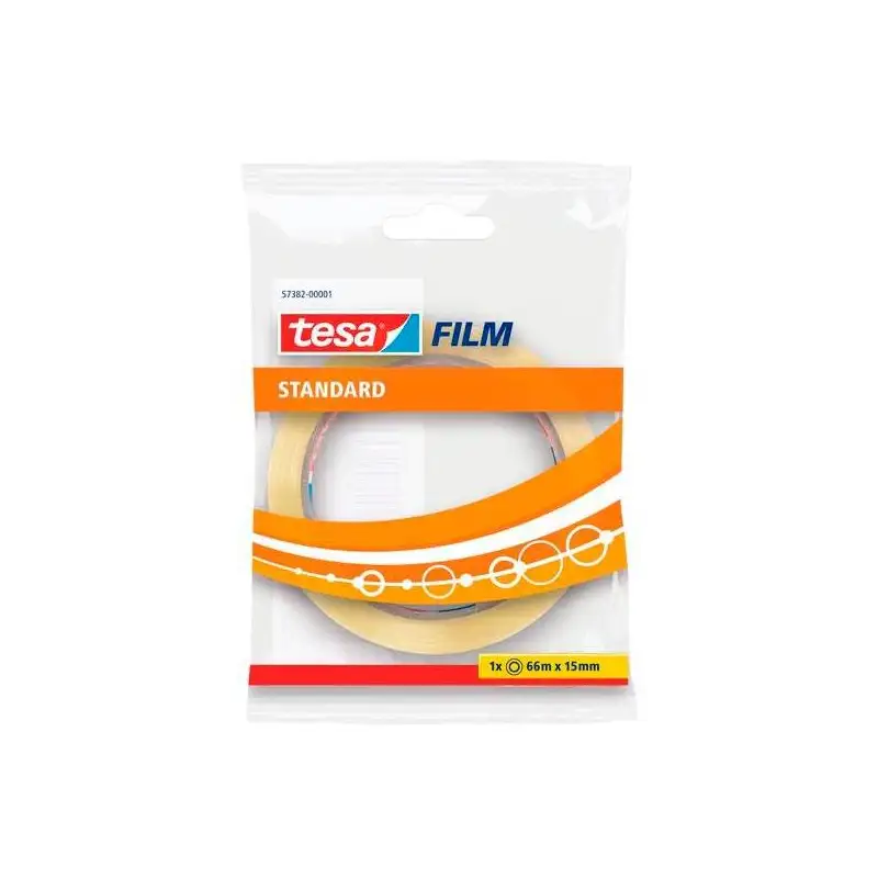 (57382-00001-02) TESA FILM CINTA ADHESIVA TRANSPARENTE STANDARD 15MM X 66M EN BOLSITA