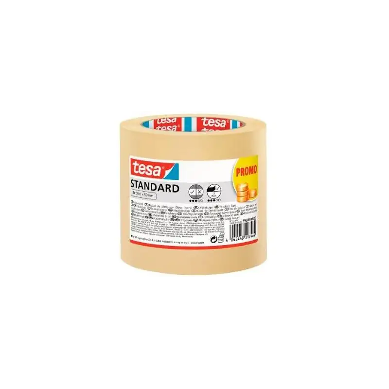 (59006-00000-00) TESA CINTA DE ENMASCARAR STANDARD ADHESIVA PARA PINTOR 50MX50MM EN PACK DE 2 ROLLOS