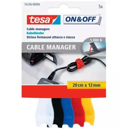 (55236-00000-01) TESA ADMINISTRADOR DE CABLES ON&OFF DE ENCENDIDO Y APAGADO 12MM X 20CM C/SURTIDOS