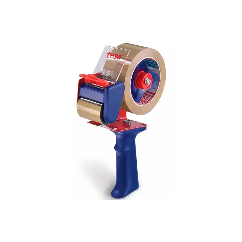 (06300-00001-01) TESA DISPENSADOR DE CINTAS DE EMBALAJE TESAPACK ECONOMY 6300 PARA ROLLOS DE 66M ROJO/AZUL