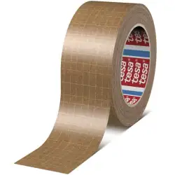 (60013-00000-10) TESA CINTA DE EMBALAJE TESAPACK ESTÁNDAR ROLLO 25MX50MM PAPEL REFORZADO CON FILAMENTOS MARRÓN