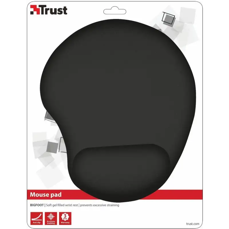 (16977) TRUST BIGFOOT ALFOMBRILLA ERGONÓMICA ANTIDESLIZANTE PARA RATÓN RELLENO GEL NEGRO