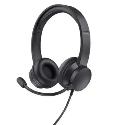 (25087) TRUST AURICULARES AYDA ESTÉREO JACK 3.5MM CON MICRÓFONO AJUSTABLE NEGRO
