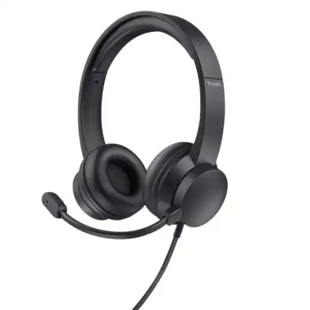 (25087) TRUST AURICULARES AYDA ESTÉREO JACK 3.5MM CON MICRÓFONO AJUSTABLE NEGRO