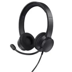 (25373) TRUST AURICULARES HS-201 ESTÉREO CABLE USB CON MICRÓFONO FLEXIBLE AJUSTABLE NEGRO