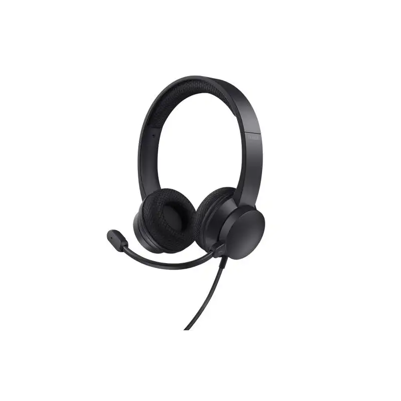 (25373) TRUST AURICULARES HS-201 ESTÉREO CABLE USB CON MICRÓFONO FLEXIBLE AJUSTABLE NEGRO