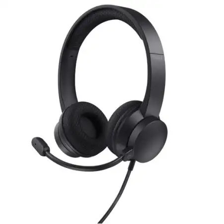 (25373) TRUST AURICULARES HS-201 ESTÉREO CABLE USB CON MICRÓFONO FLEXIBLE AJUSTABLE NEGRO