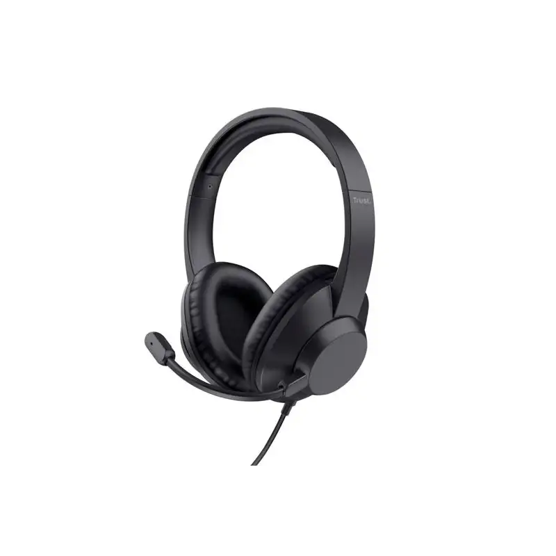 (25460) TRUST AURICULARES AYDA MAX JACK 3.5MM CON MICRÓFONO FLEXIBLE AJUSTABLE NEGRO