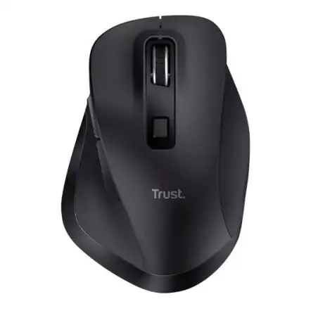 (25708) TRUST RATÓN ERGONÓMICO FYDA INALÁMBRICO RECARGABLE 2400 DPI AJUSTABLE NEGRO