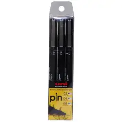 (182634338) UNIBALL ROTULADOR CALIBRADO PIN-200(S) 0.2/0.4/0.8 NEGRO ESTUCHE 3 UD