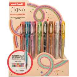 (182634970) UNIBALL ROLLERBALL SIGNO SPARKLING UM-120SP GLITTER 1.0MM COLORES SURTIDOS EXPOSITOR 48 UD