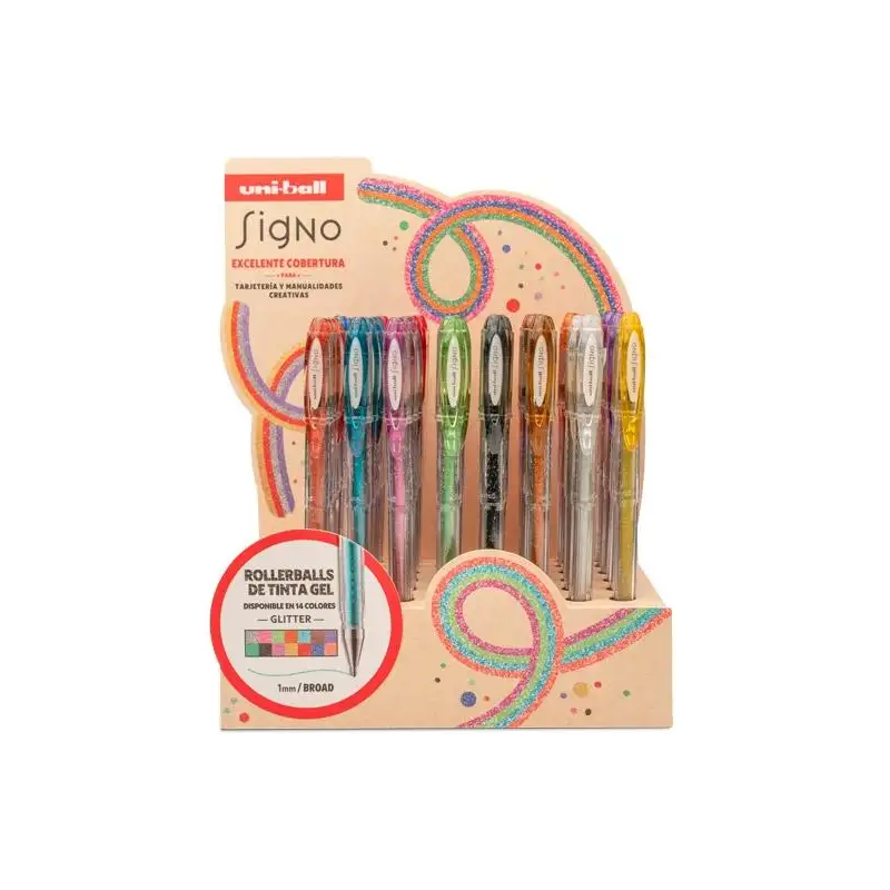 (182634970) UNIBALL ROLLERBALL SIGNO SPARKLING UM-120SP GLITTER 1.0MM COLORES SURTIDOS EXPOSITOR 48 UD