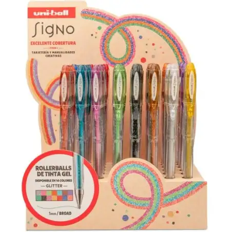 (182634970) UNIBALL ROLLERBALL SIGNO SPARKLING UM-120SP GLITTER 1.0MM COLORES SURTIDOS EXPOSITOR 48 UD